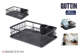 Inde Escurreplatos Metal con Bandeja Black 42,5 x 31,6 x 12,9 cm (4 Unidades)