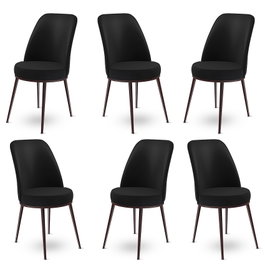 Hanah Home Juego 6 Sillas Dexa Negro y Marrón, Tela Babyface, Metal