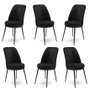 Hanah Home Juego 6 Sillas Dexa Negro y Marrón, Tela Babyface, Metal