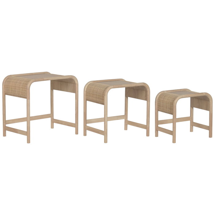 DKD Home Decor Mesita Auxiliar Tropical Natural Set de 3 Piezas 40 x 57 x 60 cm DKD Home Decor Mesita Auxiliar Tropical Natural Set de 3 Piezas 40 x 57 x 60 cm