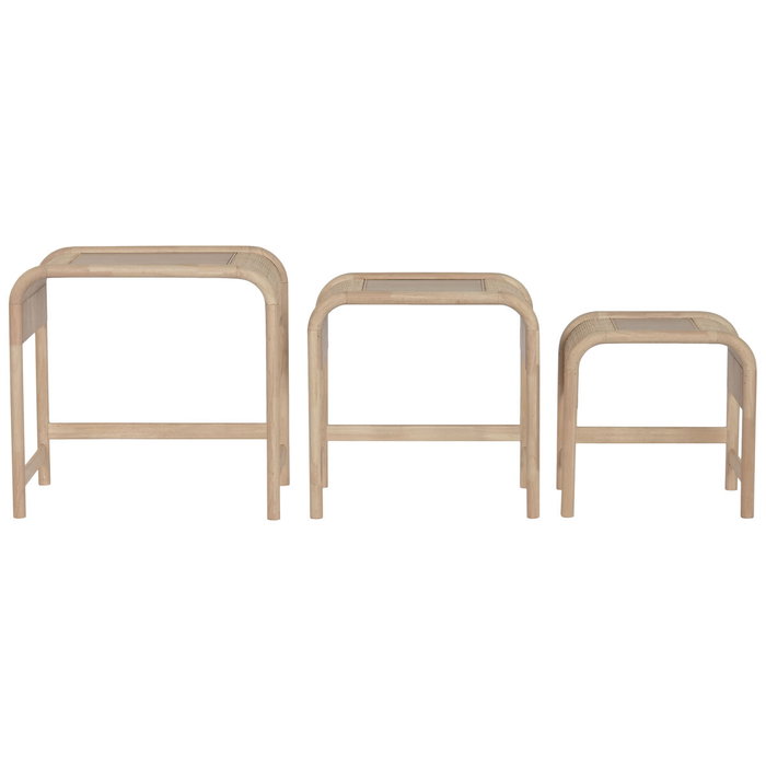 DKD Home Decor Mesita Auxiliar Tropical Natural Set de 3 Piezas 40 x 57 x 60 cm DKD Home Decor Mesita Auxiliar Tropical Natural Set de 3 Piezas 40 x 57 x 60 cm