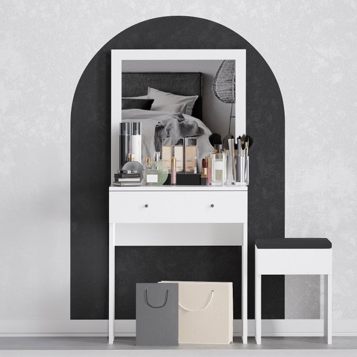 Hanah Home Mesa de Maquillaje Blanca con Espejo, 65x139x35cm