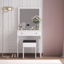 Hanah Home Mesa de Maquillaje Blanca con Espejo, 65x139x35cm