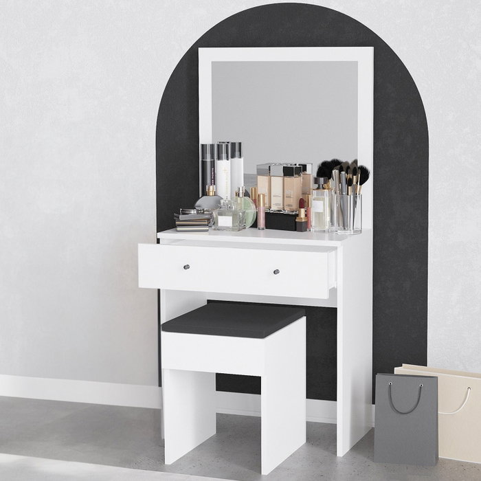 Hanah Home Mesa de Maquillaje Blanca con Espejo, 65x139x35cm