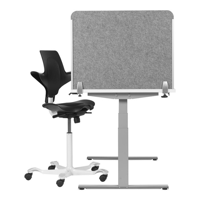 BakkerElkhuizen BE Safety Screen H60D60 - Pantalla protectora lateral de fieltro PET 600x600 mm, gris claro, gestión de cables BakkerElkhuizen BE Safety Screen H60D60 - Pantalla protectora lateral de fieltro PET 600x600 mm, gris claro, gestión de cables