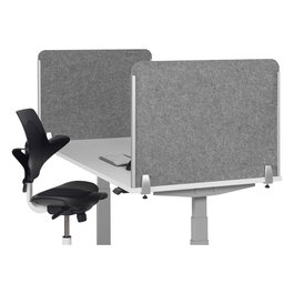 BakkerElkhuizen BE Safety Screen H60D60 - Pantalla protectora lateral de fieltro PET 600x600 mm, gris claro, gestión de cables