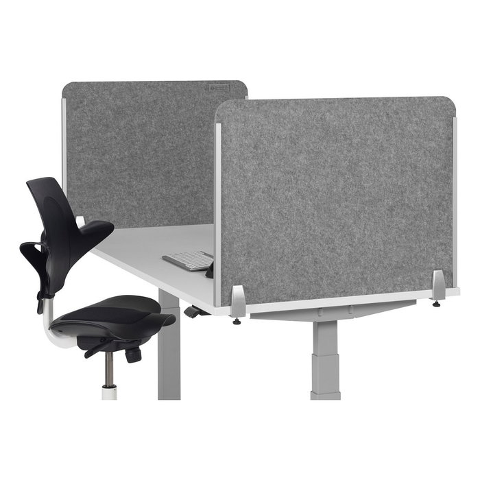 BakkerElkhuizen BE Safety Screen H60D60 - Pantalla protectora lateral de fieltro PET 600x600 mm, gris claro, gestión de cables BakkerElkhuizen BE Safety Screen H60D60 - Pantalla protectora lateral de fieltro PET 600x600 mm, gris claro, gestión de cables
