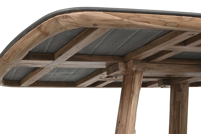 DKD Home Decor 2c24 Mesa Comedor Gris Natural Teca Reciclada y Cerámica 120 x 78 x 240 cm