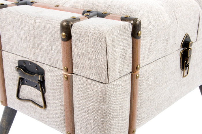 DKD Home Decor Descalzadora de Lino y MDF Beige