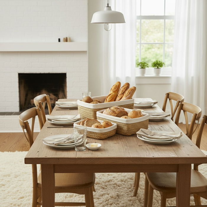 Inde Set de 3 Paneras Rectangulares con Funda 28 cm, 26 cm, 24 cm (8 Unidades)