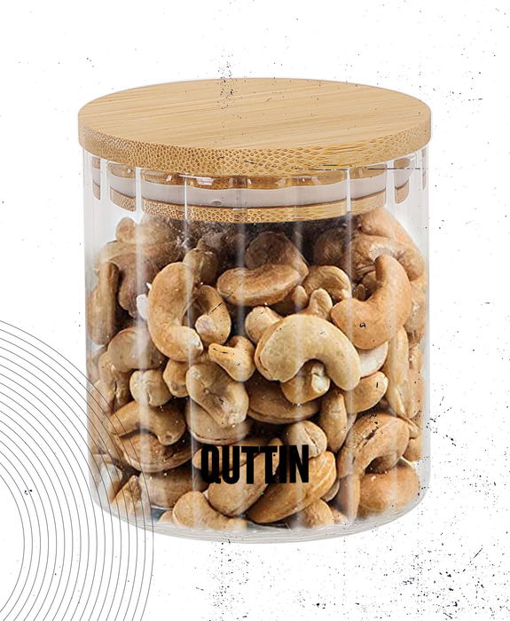 Quttin Tarro Óptico de Boro con Tapa de Bambú 9 x 11 cm 500 ml (12 Unidades)
