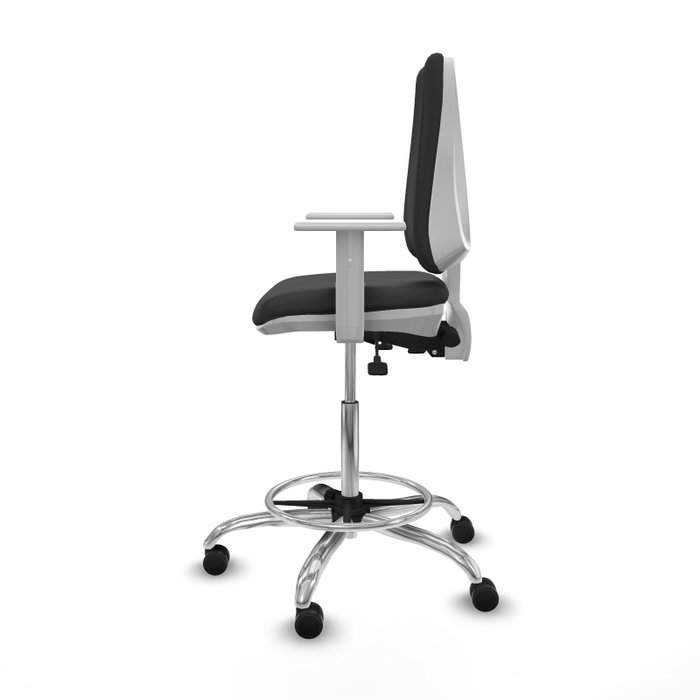 PIQUERAS Y CRESPO Taburete Elche blanco AS con tapizado gris oscuro y base cromada PIQUERAS Y CRESPO Taburete Elche blanco AS con tapizado gris oscuro y base cromada