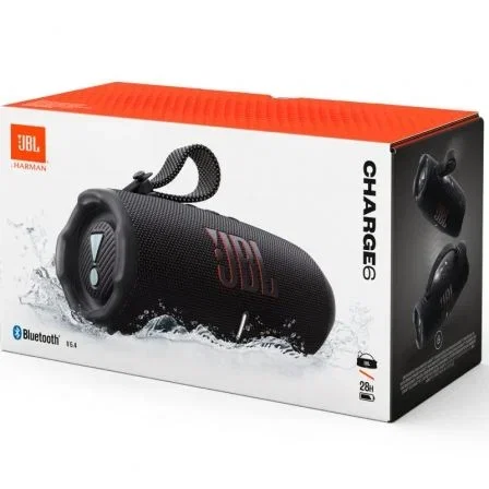 JBL Charge 6 Altavoz Bluetooth 45W Negro, Hasta 28h de Reproducción, Resistente al Agua y Polvo, Powerbank Integrado