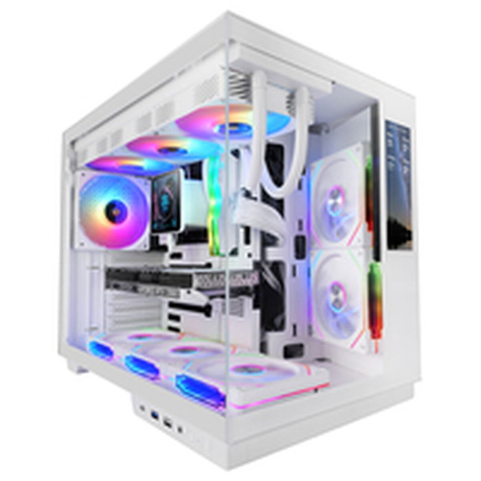 Mars Gaming MC-MIRAGE Caja Gaming Semitorre Blanca con Pantalla LCD IPS de 7,2 pulg. con Cristal Templado Panorámico