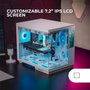 Mars Gaming MC-MIRAGE Caja Gaming Semitorre Blanca con Pantalla LCD IPS de 7,2 pulg. con Cristal Templado Panorámico