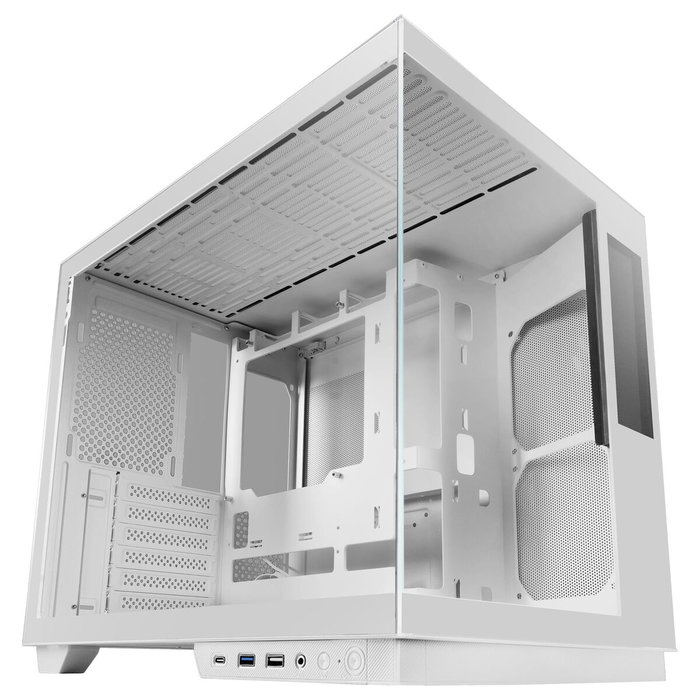 Mars Gaming MC-MIRAGE Caja Gaming Semitorre Blanca con Pantalla LCD IPS de 7,2 pulg. con Cristal Templado Panorámico
