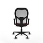 Silla de oficina Jorquera con mecanismo Sincro tapizada con Tela color Granate y malla color Blanco. Equipada con lumbar 1D, Brazos 1D y Ruedas 65mm nailon