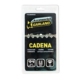 Garland Cadena de motosierra para espada de 8 pulg / 20 cm, 33 eslabones, 3/8 pulg b.p., espesor 0,050 pulg / 1,3 mm