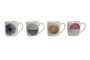 DKD Home Decor Set de 12 Tazas de Porcelana New Bone Surtidas Scandi