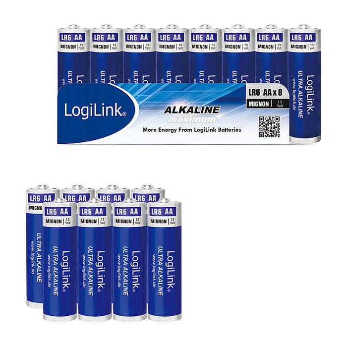 LogiLink Battery Ultra Power Alkaline AA, 8pcs. shrink foil