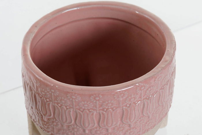 DKD Home Decor Maceta Indio Rosa Blanco Gres 12 x 10 x 12 cm (4 Unidades)