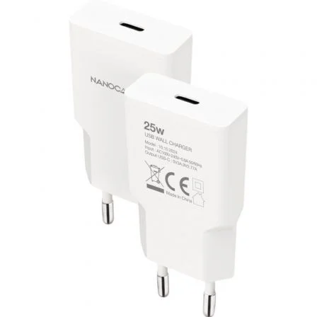 Nanocable Cargador de Pared 25W USB-C Blanco 1xUSB Tipo-C - 10.10.2024 Nanocable Cargador de Pared 25W USB-C Blanco 1xUSB Tipo-C - 10.10.2024
