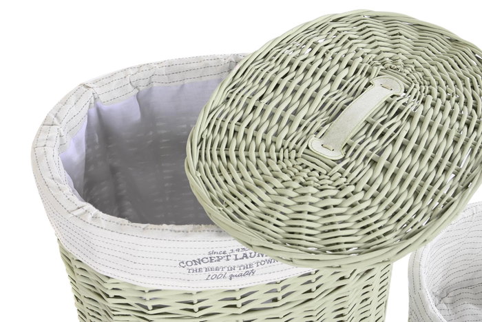 DKD Home Decor Set de 5 Cestos para la Ropa de Mimbre y Poliéster Verde