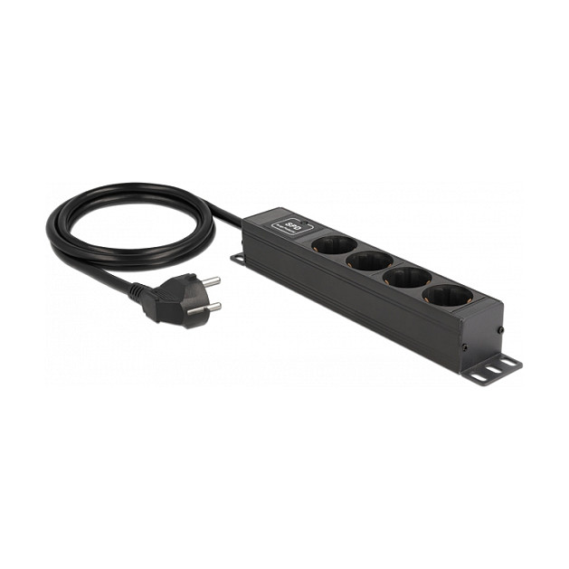 DeLOCK Regleta de 4 vías con protección contra sobretensiones 10″ Negra DeLOCK Regleta de 4 vías con protección contra sobretensiones 10″ Negra