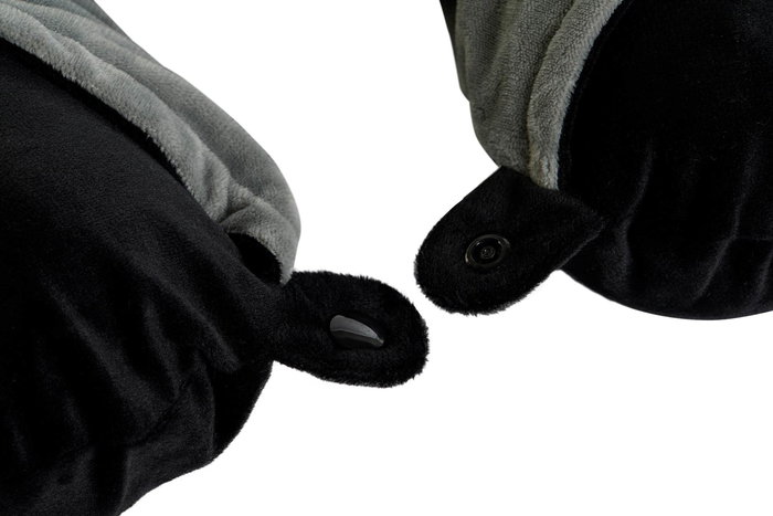 DKD Home Decor Cojin Viaje Básicos Negro Gris Claro Poliéster 10 x 32 x 30 cm (4 Unidades)