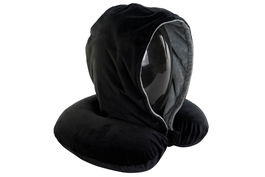 DKD Home Decor Cojin Viaje Básicos Negro Gris Claro Poliéster 10 x 32 x 30 cm (4 Unidades)