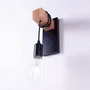 Aplique de Pared Elle SKD-W6000 Negro y Madera. Moderno, Vintage, Luz Lectura