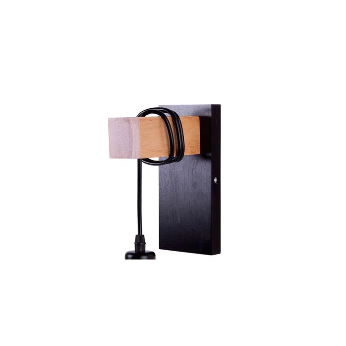 Aplique de Pared Elle SKD-W6000 Negro y Madera. Moderno, Vintage, Luz Lectura