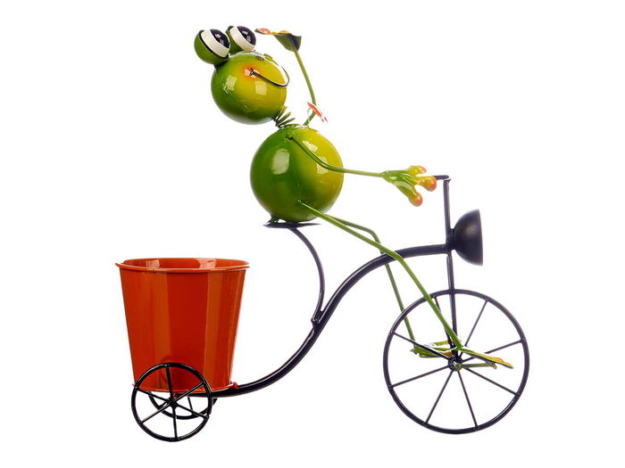 Ibergarden Macetero Bicicleta Rana 31 cm x 32 cm x 17 cm Metal Amarillo, Rojo y Verde (Set de 6)
