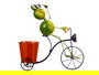 Ibergarden Macetero Bicicleta Rana 31 cm x 32 cm x 17 cm Metal Amarillo, Rojo y Verde (Set de 6)