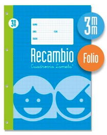 Lamela Recambio Folio 70 gr Cuadrovía 3 mm C/Margen 4 Taladros Offset Blanco (Set de 5) (Set de 5)
