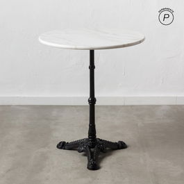 Mesa Auxiliar Blanco-Negro Metal-Mármol 60 X 60 X 71 cm