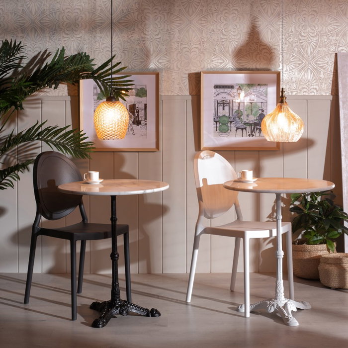 Mesa Auxiliar Blanco-Negro Metal-Mármol 60 X 60 X 71 cm