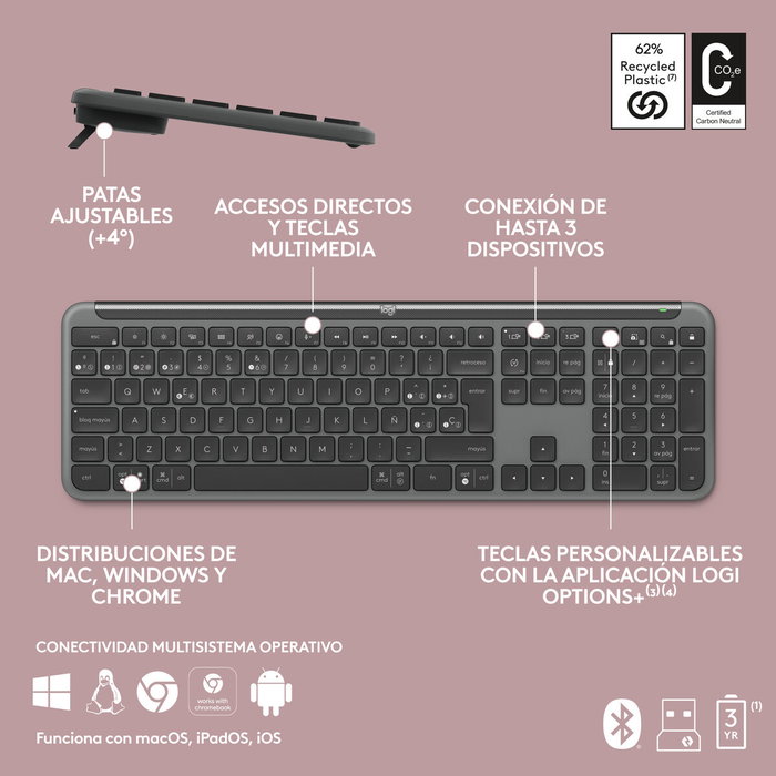 Logitech Signature Slim K950 Teclado Inalámbrico Grafito Español