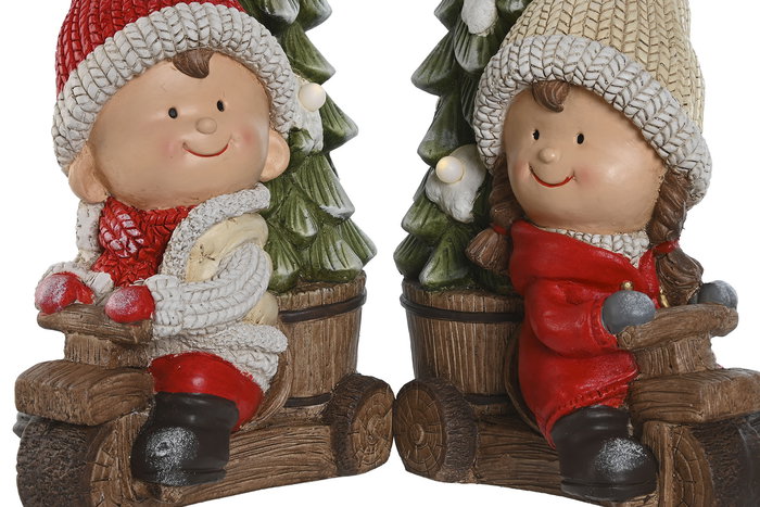 DKD Home Decor Figura Navidad Tradicional Verde Rojo Led Magnesia 20 x 50 x 31.5 cm (2 Unidades)