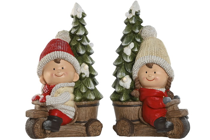 DKD Home Decor Figura Navidad Tradicional Verde Rojo Led Magnesia 20 x 50 x 31.5 cm (2 Unidades)