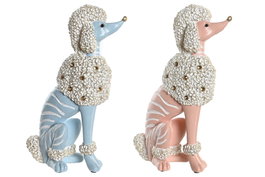 DKD Home Decor Figura de Resina Perro Caniche Surtido de 2 Unidades