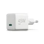 HAMA 00201983 Cargador Rápido GaN 45W USB-C, Compatible Power Delivery y Quick Charge 3.0, Para Smartphone, Tablet y Portátil, Ultracompacto, Blanco, Enchufe Europeo