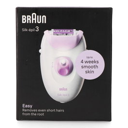 Braun Silk Epil Series 3 SE3-000 Depiladora Eléctrica de Pinzas con Luz y Cabezal de Masaje, Tecnología MicroGrip, 20 Pinzas, 2 Velocidades, Color Blanco y Púrpura