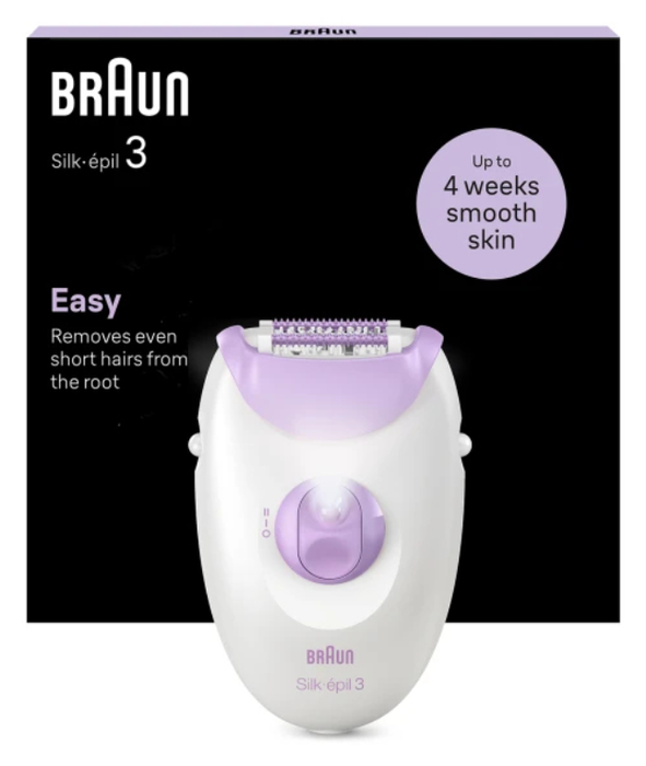 Braun Silk-épil 3 3-000 Depiladora con Cable, Púrpura y Blanco Braun Silk-épil 3 3-000 Depiladora con Cable, Púrpura y Blanco