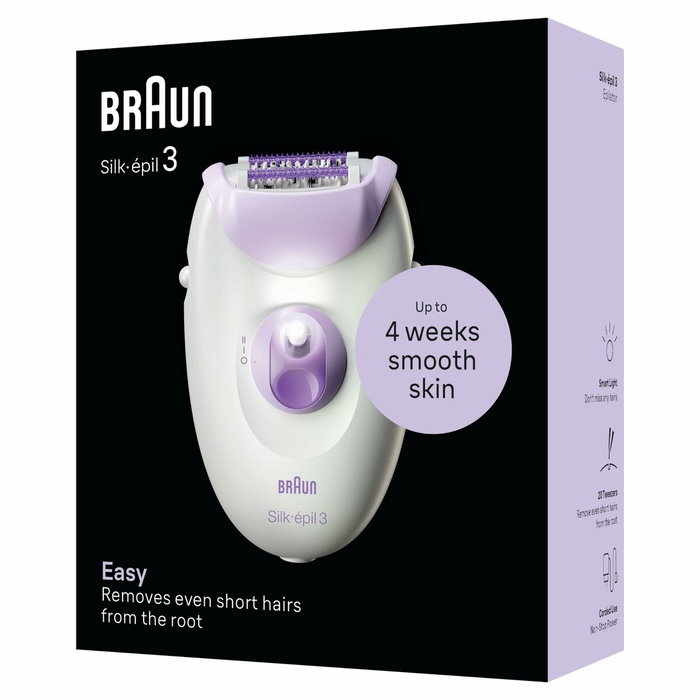 Braun Silk-épil 3 3-000 Depiladora con Cable, Púrpura y Blanco Braun Silk-épil 3 3-000 Depiladora con Cable, Púrpura y Blanco