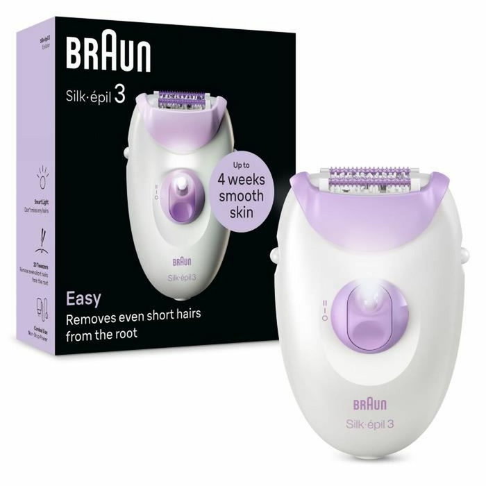 Braun Silk-épil 3 3-000 Depiladora con Cable, Púrpura y Blanco Braun Silk-épil 3 3-000 Depiladora con Cable, Púrpura y Blanco