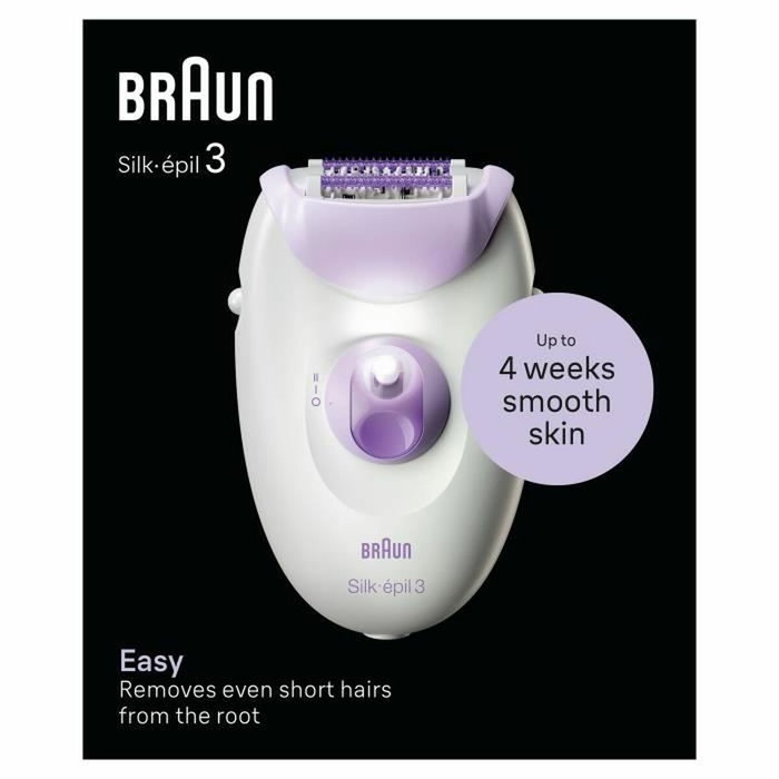 Braun Silk-épil 3 3-000 Depiladora con Cable, Púrpura y Blanco Braun Silk-épil 3 3-000 Depiladora con Cable, Púrpura y Blanco