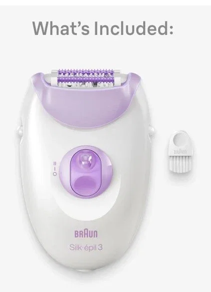 Braun Silk-épil 3 3-000 Epiladora con 20 Pinzas MicroGrip - Color Púrpura y Blanco, Modelo 7500435224970