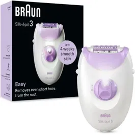 Braun SE3-000 Depiladora Eléctrica Silk-épil 3 / Series 3 con 20 Pinzas MicroGrip, Luz Integrada y Cabezal de Masaje, Modelo SE3-000
