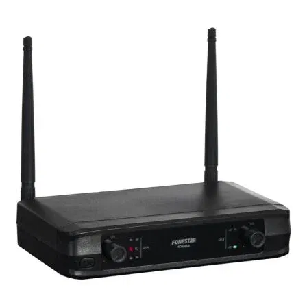 Fonestar - Micrófono Inalámbrico UHF Doble Sistema con Receptor, Micrófono de Mano Dinámico y Micrófono de Solapa/Lavaliere para Presentaciones, Conferencias y Eventos